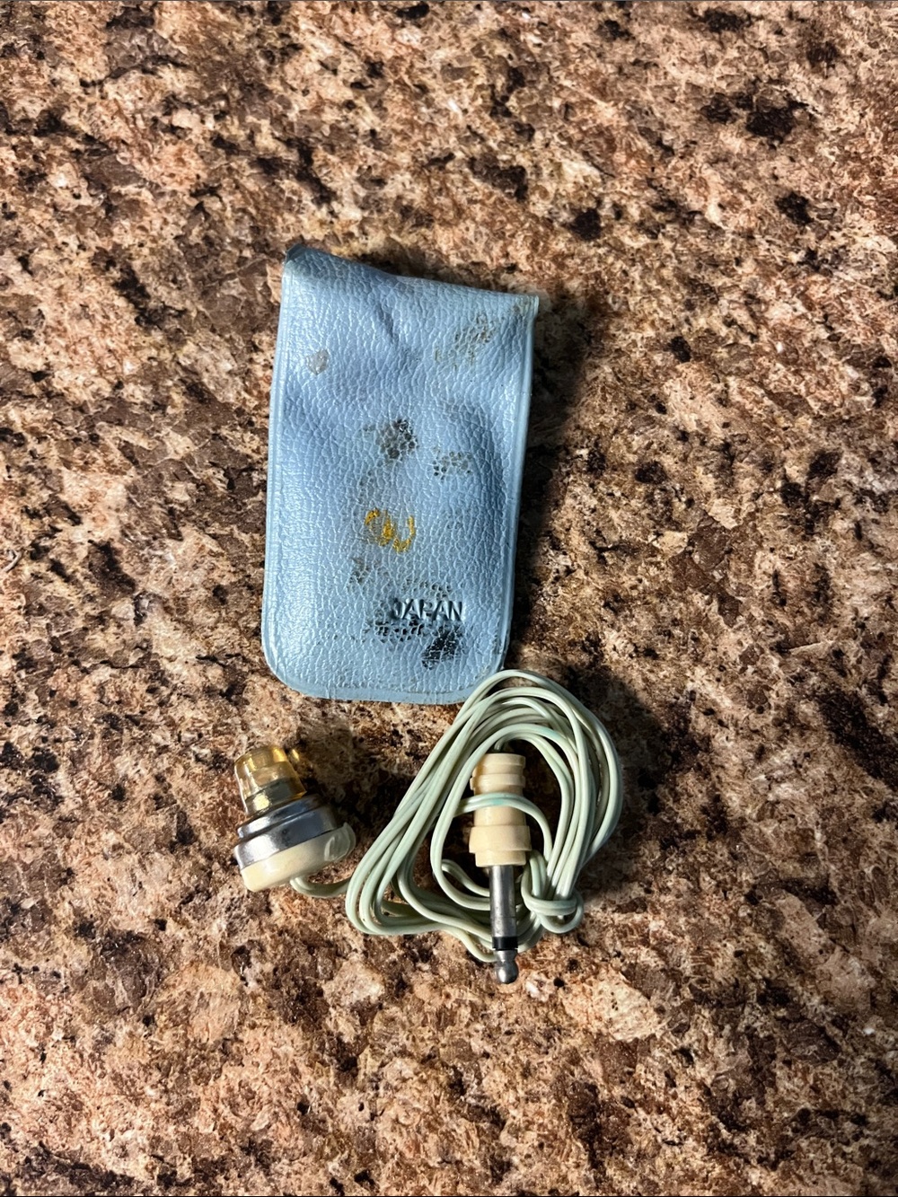 Vintage Light Blue Vintage Wired Earbud with Carry Pouch
